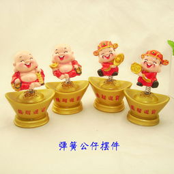萌趣納福 Q版財神彈簧車載公仔，義烏藍喵電商的樹脂工藝精品